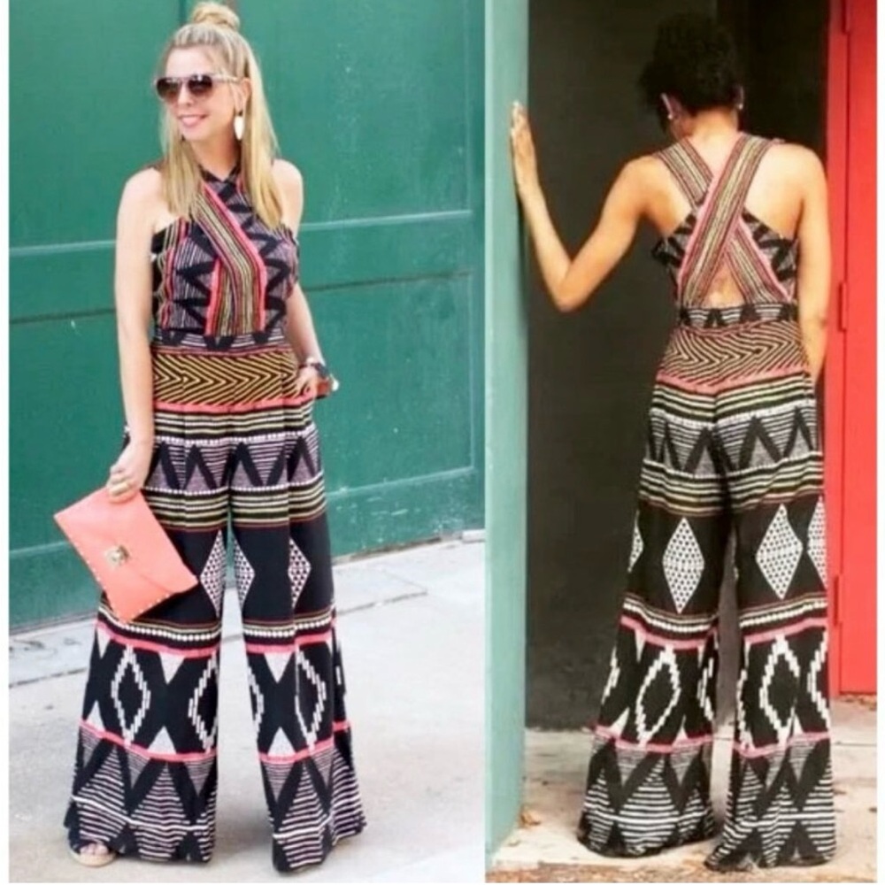 Anthropologie Elevenses Amapa Multicolor Geometric Jumpsuit